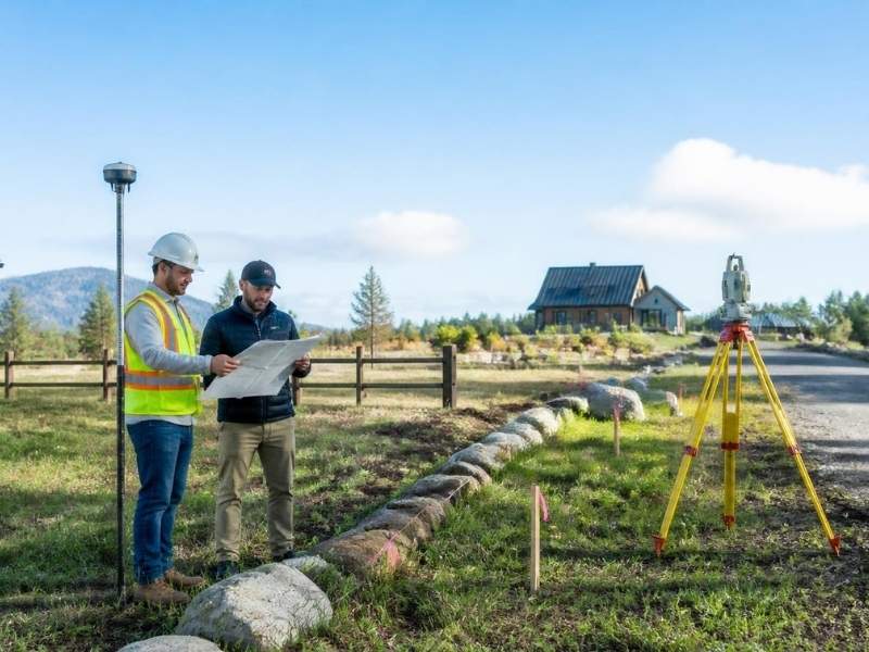 Boundary surveyor verifying property lines before a land exchange in Cincinnati Ohio